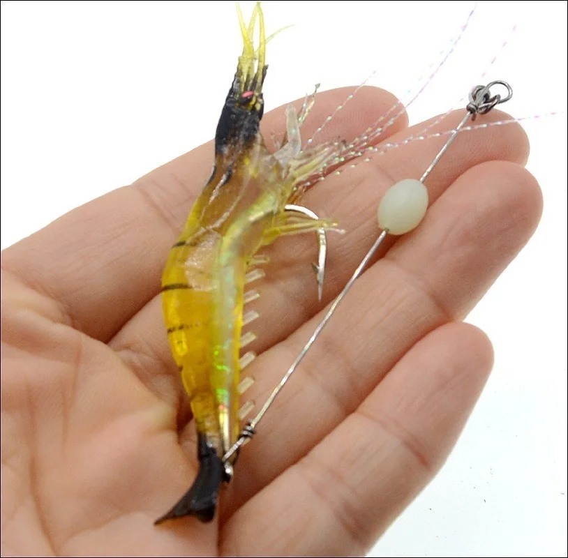 Vinilo Camarón Luminoso con Anzuelos y Giratorio para Pesca - imagen 3