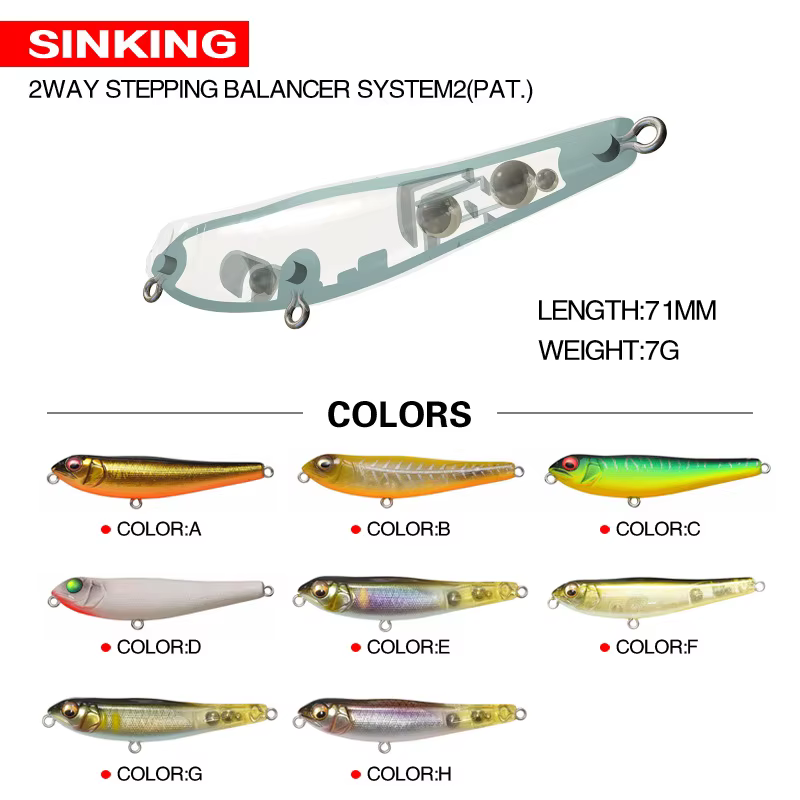Wobbler Lapiz Lubina 71mm 7g para pesca - Accion real y preciso - imagen 5
