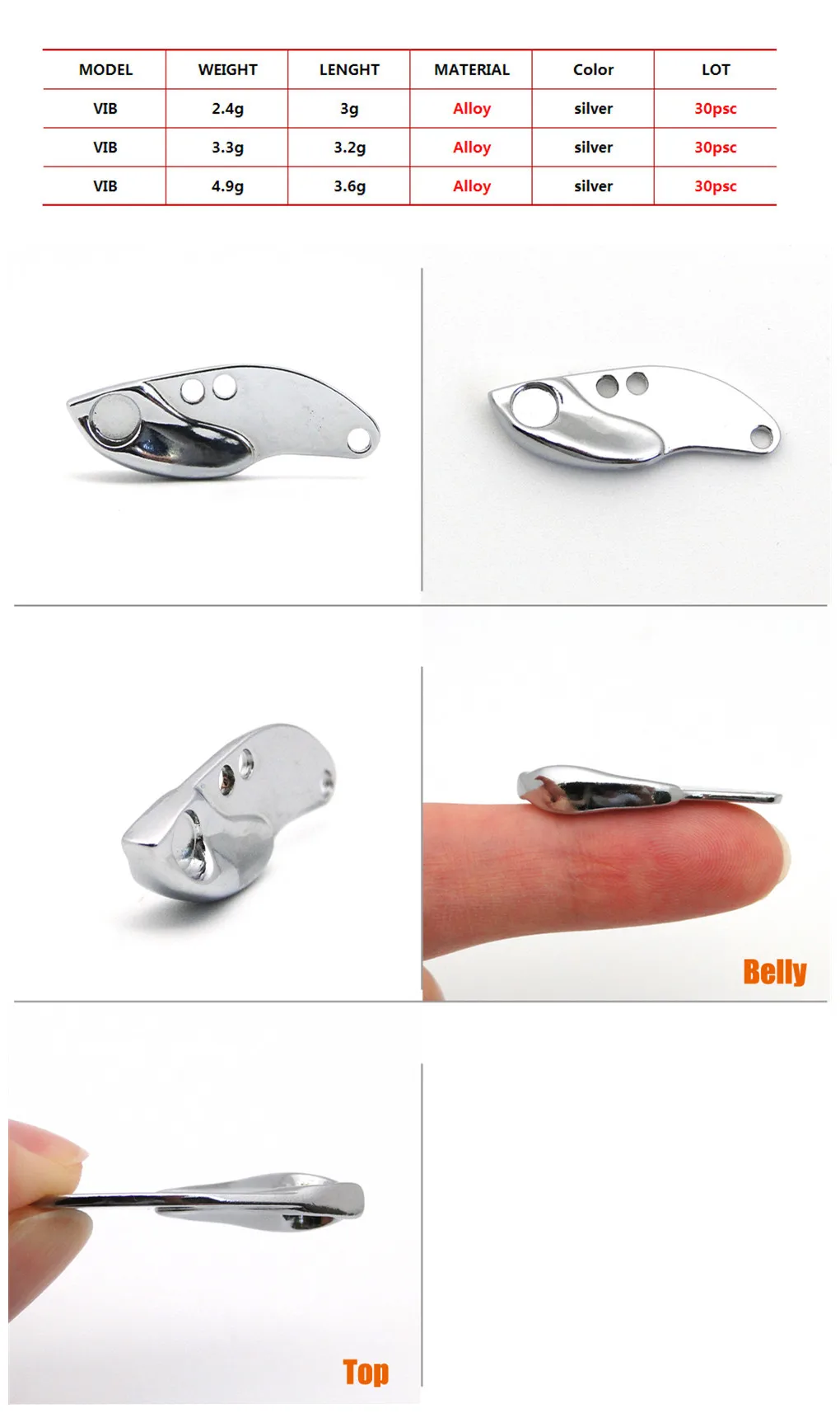 Jerry Micro Spinning VIB Crankbaits hoja metálica