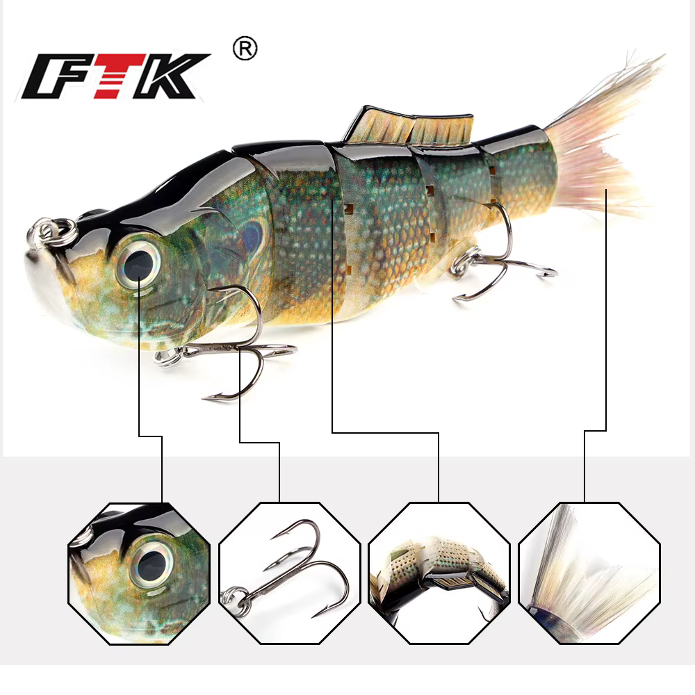 FTK Señuelo de pesca articulado Minnow con ojos tridimensionales - imagen 2