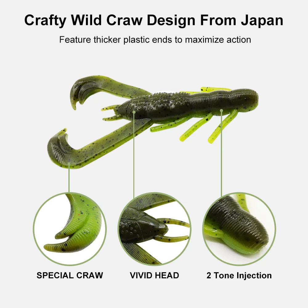 Señuelo de silicona ESFISHING Wild Craw – Cebo lubina y perca - imagen 5