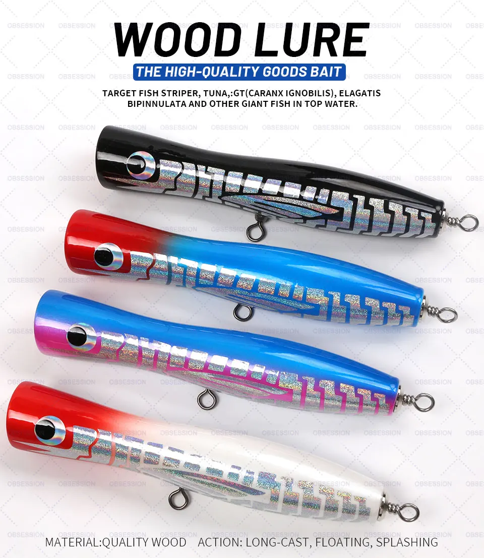 Señuelo de madera tipo popper OBSESSION WD116 en detalle