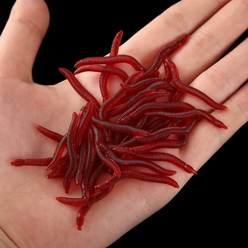 FSTK Señuelo blando lombriz roja realista para pesca - imagen 2