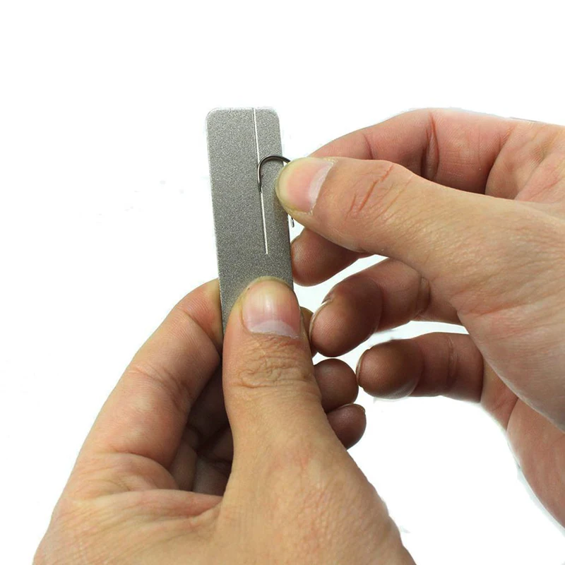 Afilador portátil de anzuelos con cuchillo diamante fino para pesca