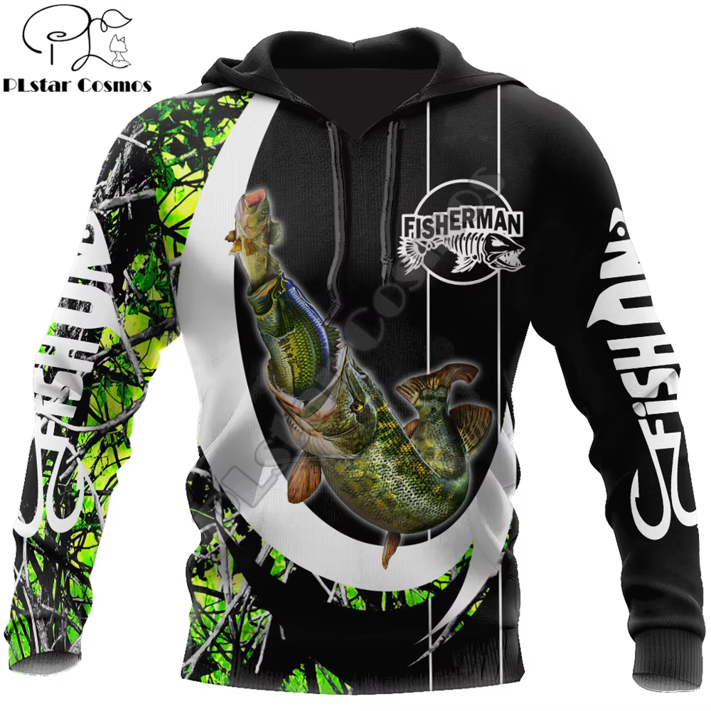 KJ416 Sudadera pesquera lubina estampado 3D Unisex otoño invierno