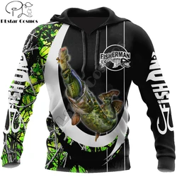 KJ416 Sudadera pesquera lubina estampado 3D Unisex otoño invierno
