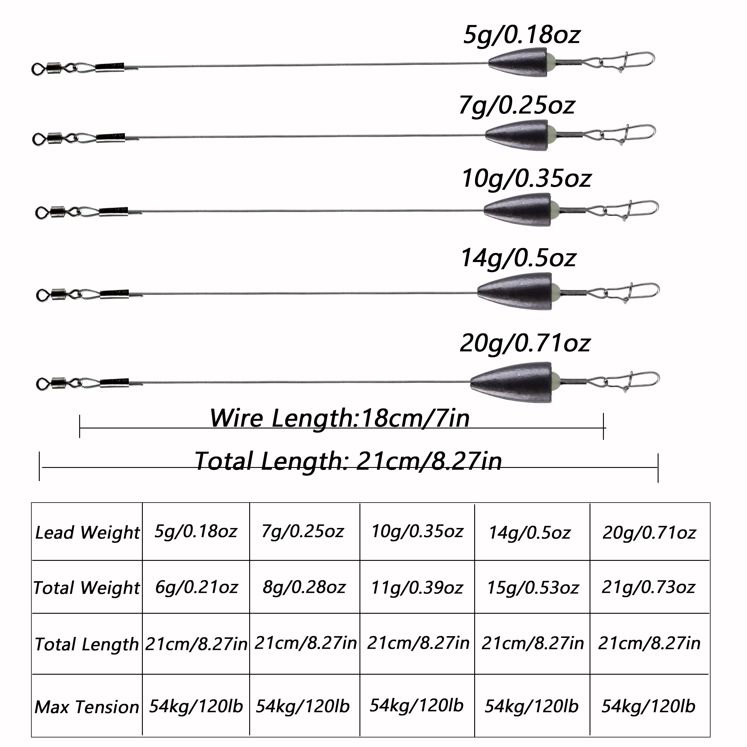 THKFISH Carolina Rig con Leader de Acero Inoxidable para Lubina - imagen 3