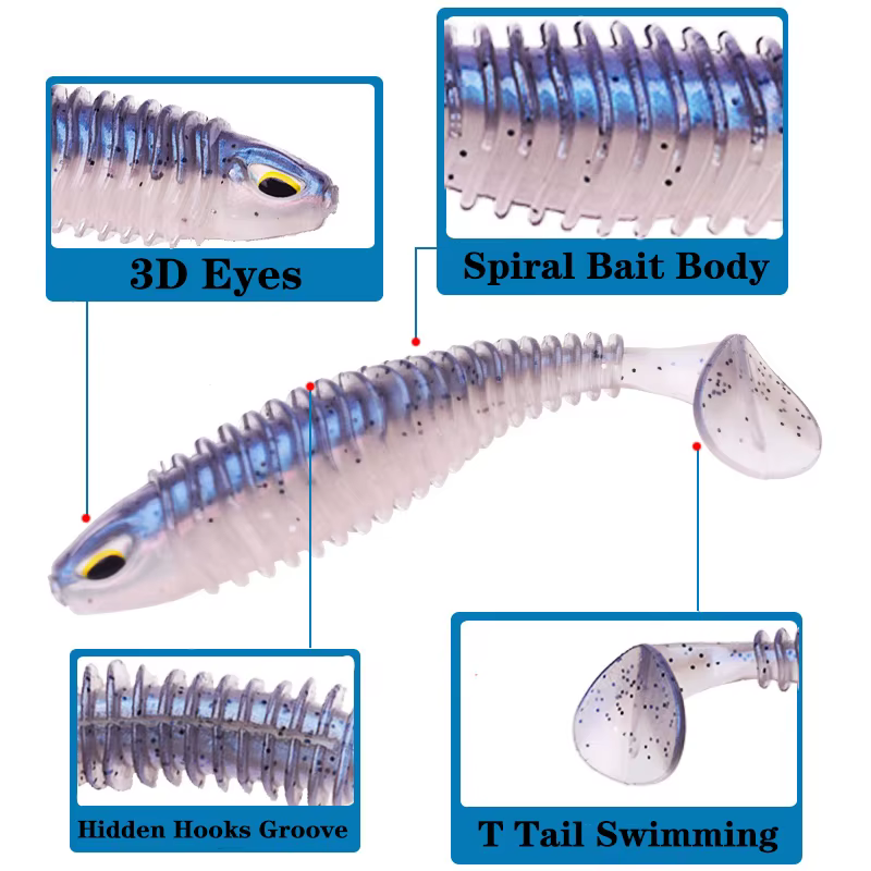 Swimbait Easy Shiner 80mm T-Tail para lubina y trucha – Pack 5 uds - imagen 3