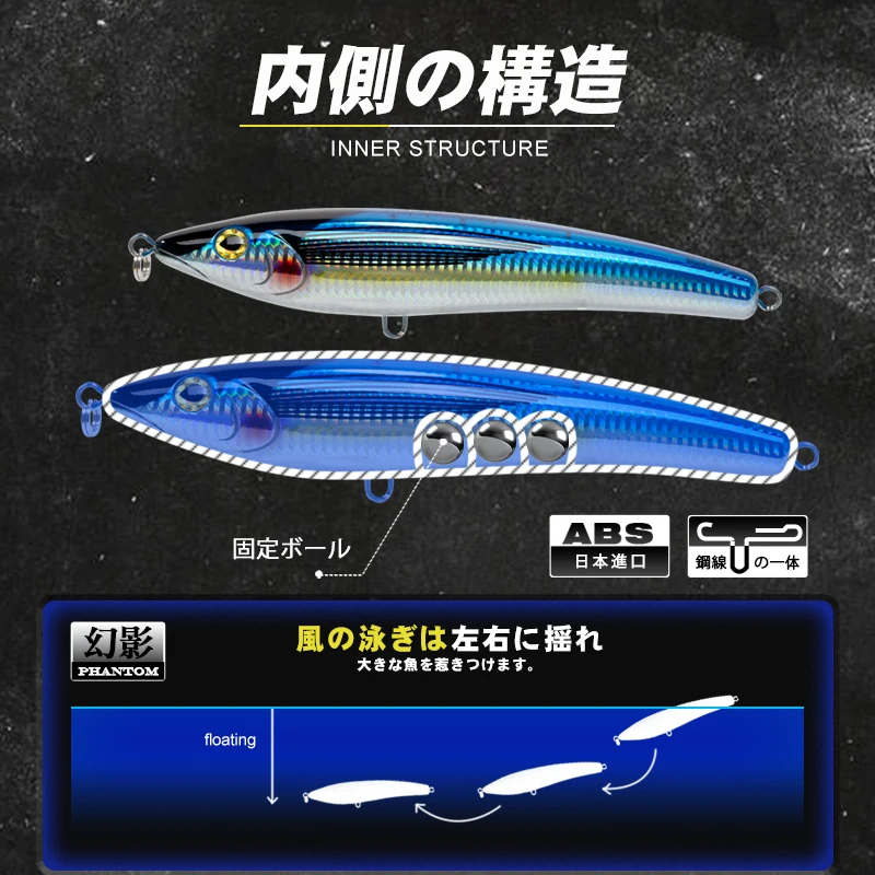 D1 Señuelo Lápiz Flotante Wobbler Stickbait Bass 200mm