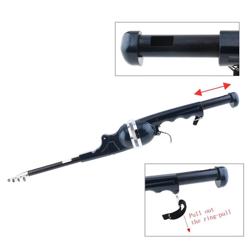 Caña de pescar fibra carbono 1,4m – Plegable viaje con carrete - imagen 3