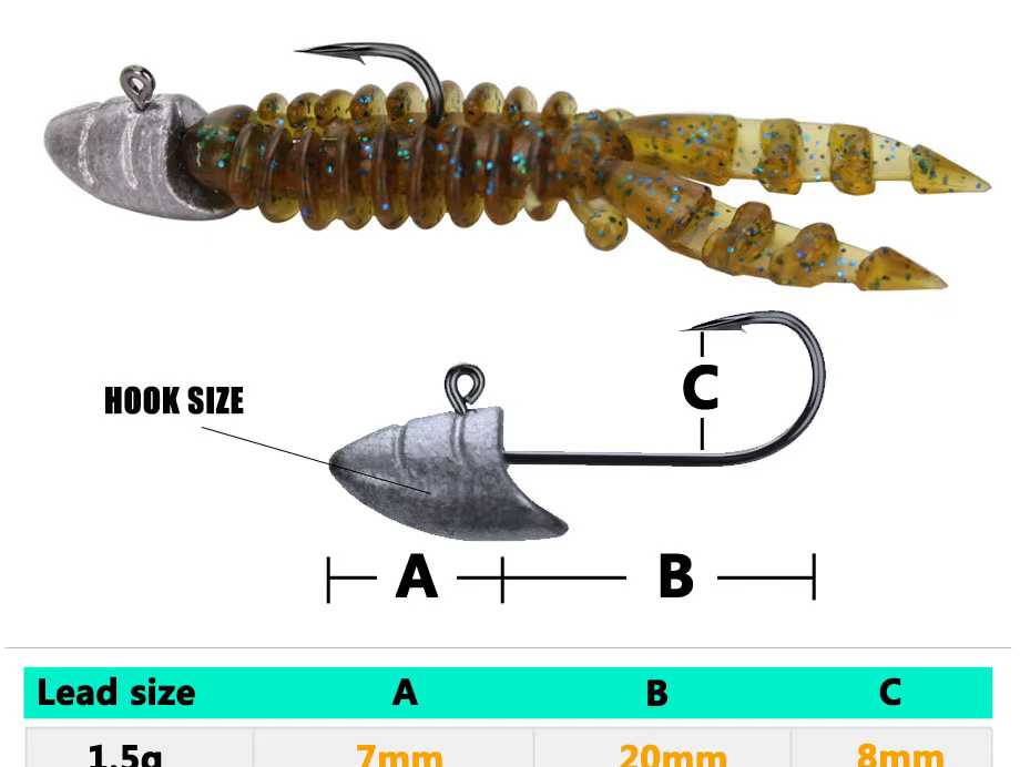 Anzuelo jig head caracol de río 1,5g