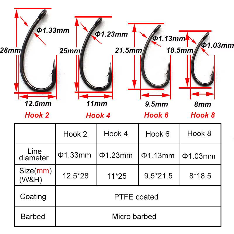 Anzuelos Kurv para carpa – Vástago curvado con púas y PTFE - imagen 4