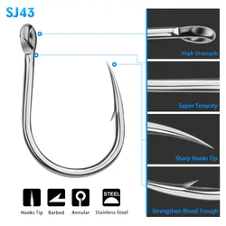 Anzuelos Barbados de Acero Inoxidable para Pesca Marina Deportiva