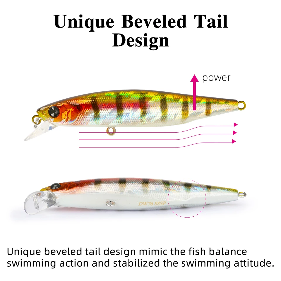 TSURINOYA Jerkbait 88mm – Señuelo superficiero para depredadores - imagen 3
