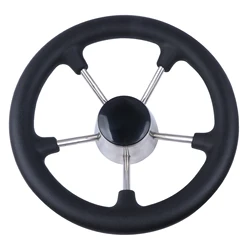 Volante náutico destructor 5 radios acero inoxidable espuma negra