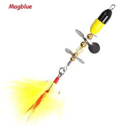 MAGBLUE Señuelo metal oscilante hélice giratoria pluma gancho triple
