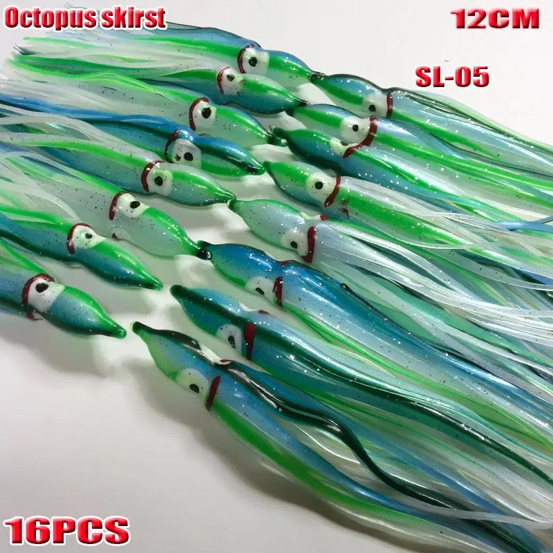 Juego de 16 faldas pulpo suaves para pesca
