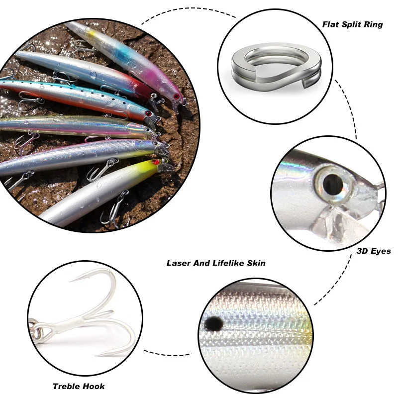 Señuelo de spinning TacklePRO M27 Minnow flotante – Pesca efectiva - imagen 2