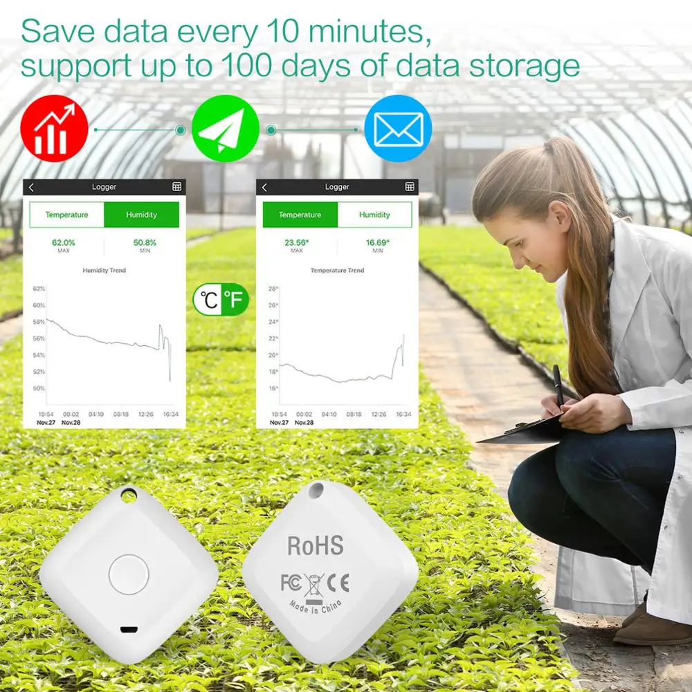 Termómetro inalámbrico Bluetooth ORIA: temperatura y humedad, alarma - imagen 5