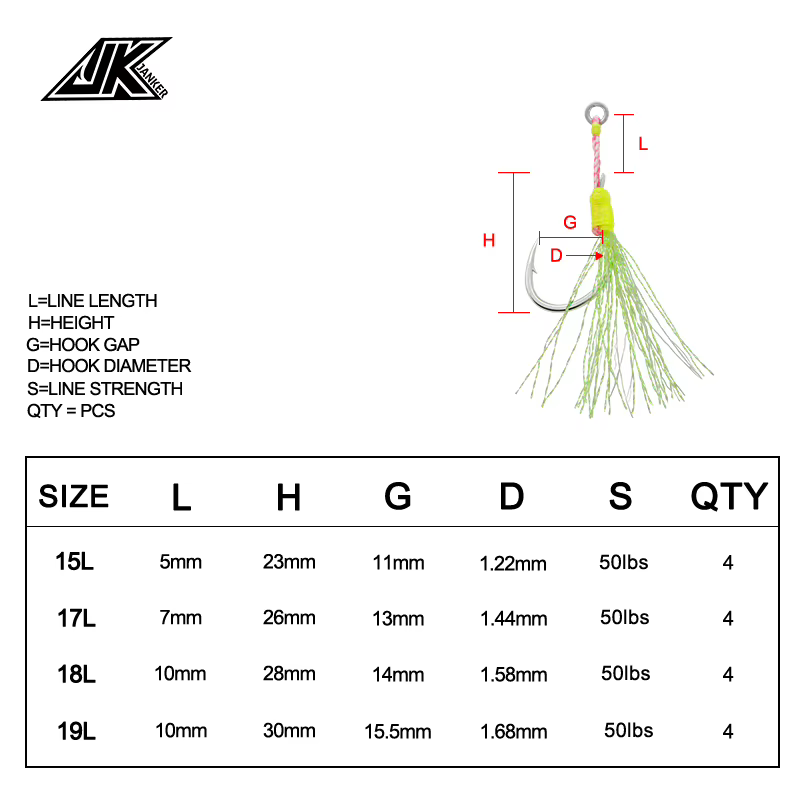 JK STLS-L Gancho de Pesca Luminoso – Alambre Resistente al Desgaste - imagen 4