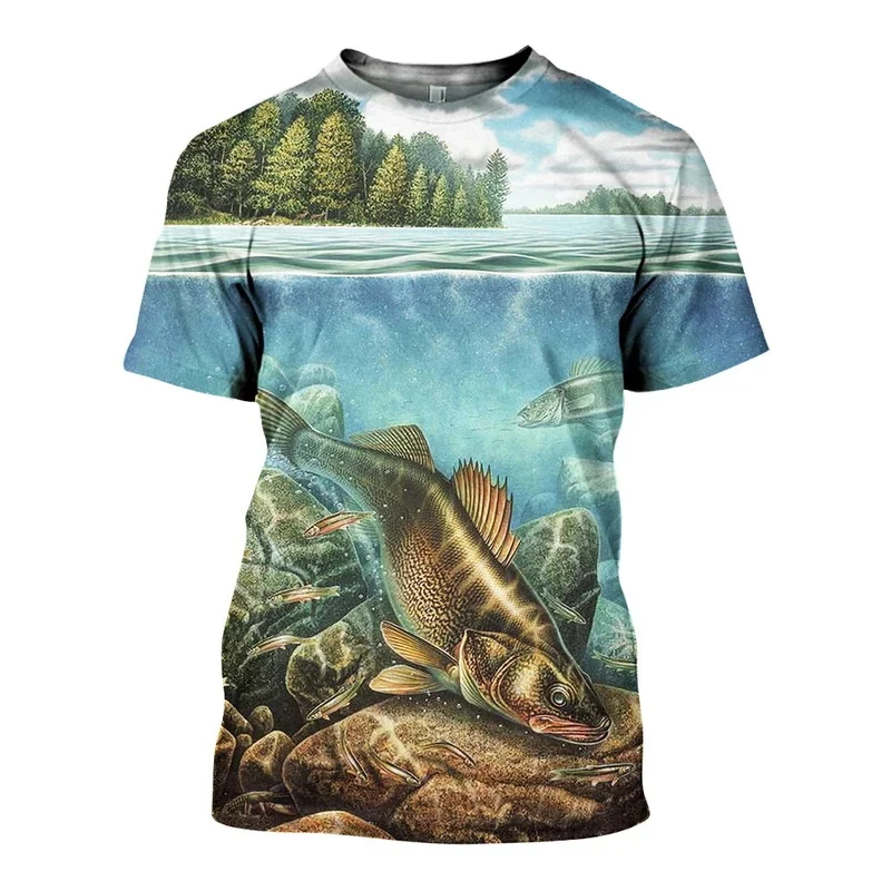 Camiseta de pesca 3D Harajuku – Estilo casual de manga corta