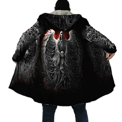 Abrigo de invierno con capa calavera Reaper y capucha 3D