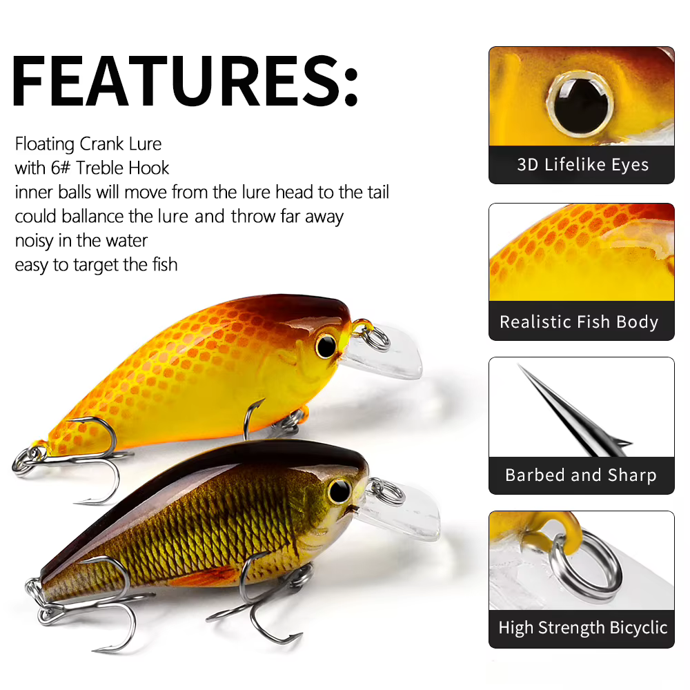 PROBEROS Crankbait – Wobbler artificial para lubina y trucha - imagen 4