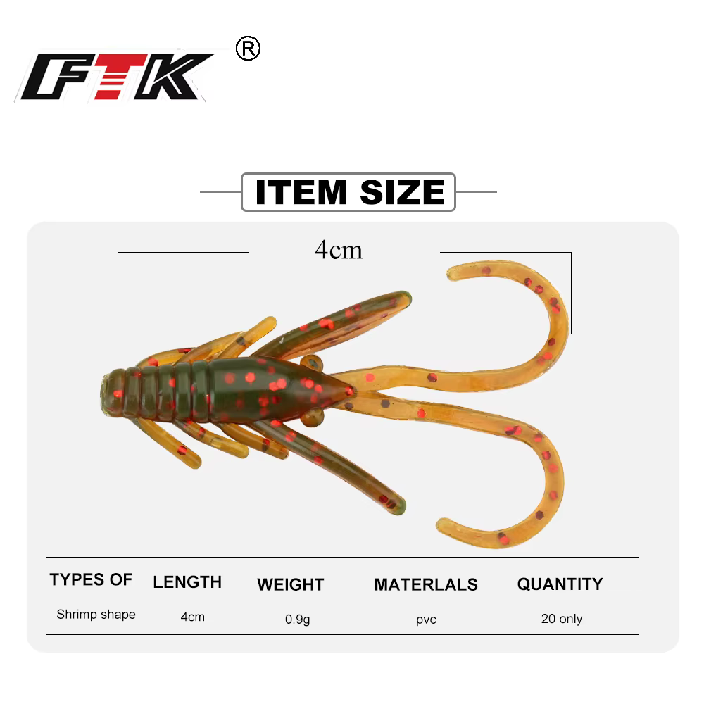 Camarón vinilo 4cm – Jig head 1g para perca y carpa - imagen 2