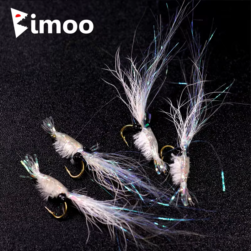 Mosca Ninfa Camarón Blanco Bimoo #4-#16 – Lubina Trucha Steelhead