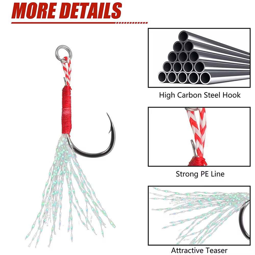 Anzuelos de asistencia triples con púas para jigging lento – Agua salada - imagen 5