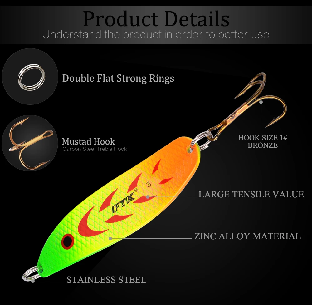 Detalle de las lentejuelas y acabado del señuelo FTK
