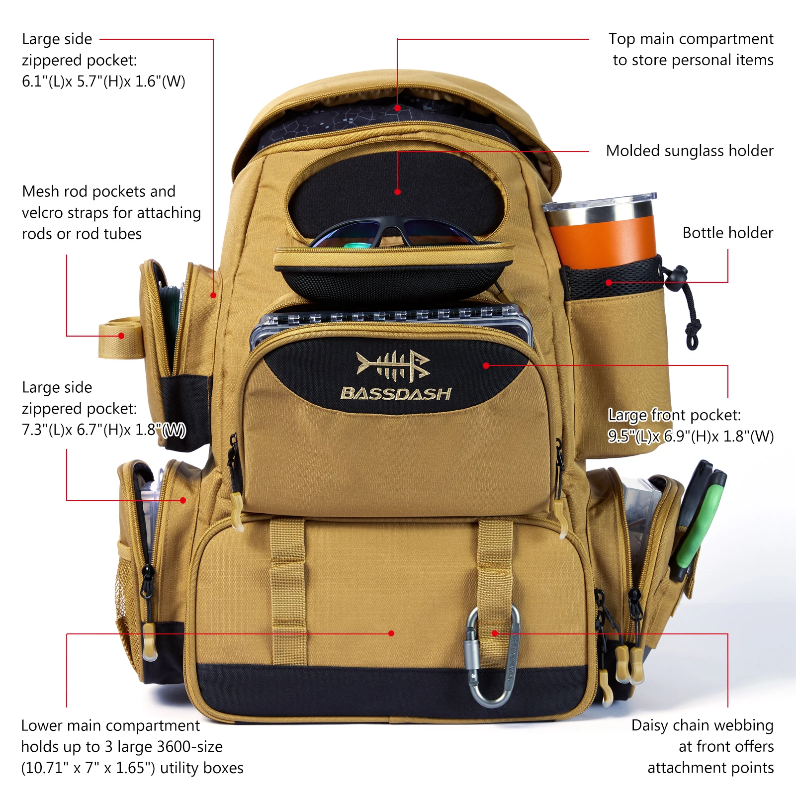 Mochila aparejos Bassdash – Organizador resistente al agua - imagen 4