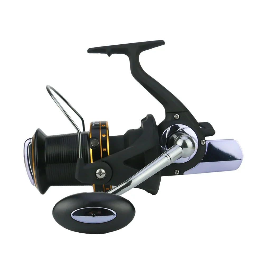 Carrete de pesca giratorio con mango largo