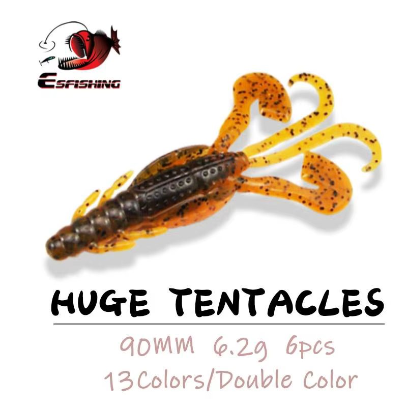 ESFISHING Craw 90mm Señuelo Hundido de Silicona con Tentáculos