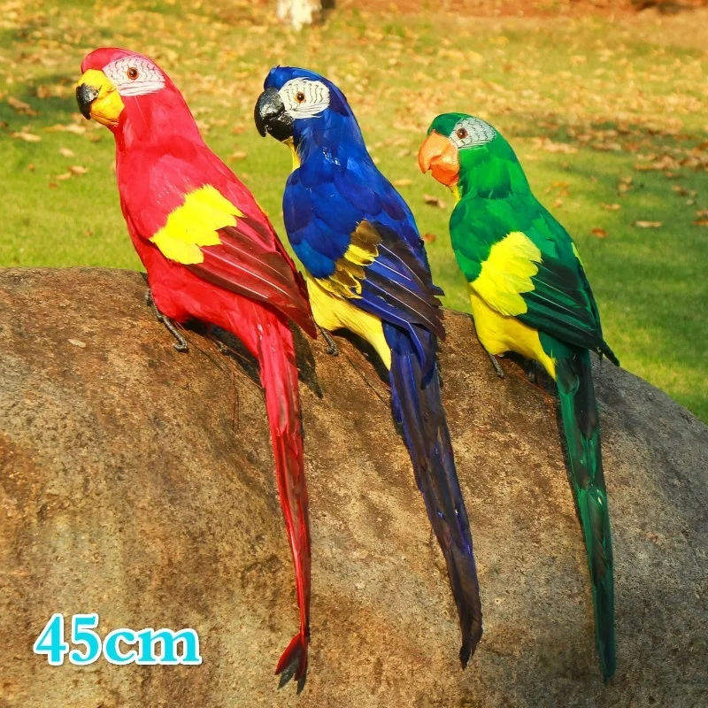 Loro de simulación en colores vivos para decoración de jardín