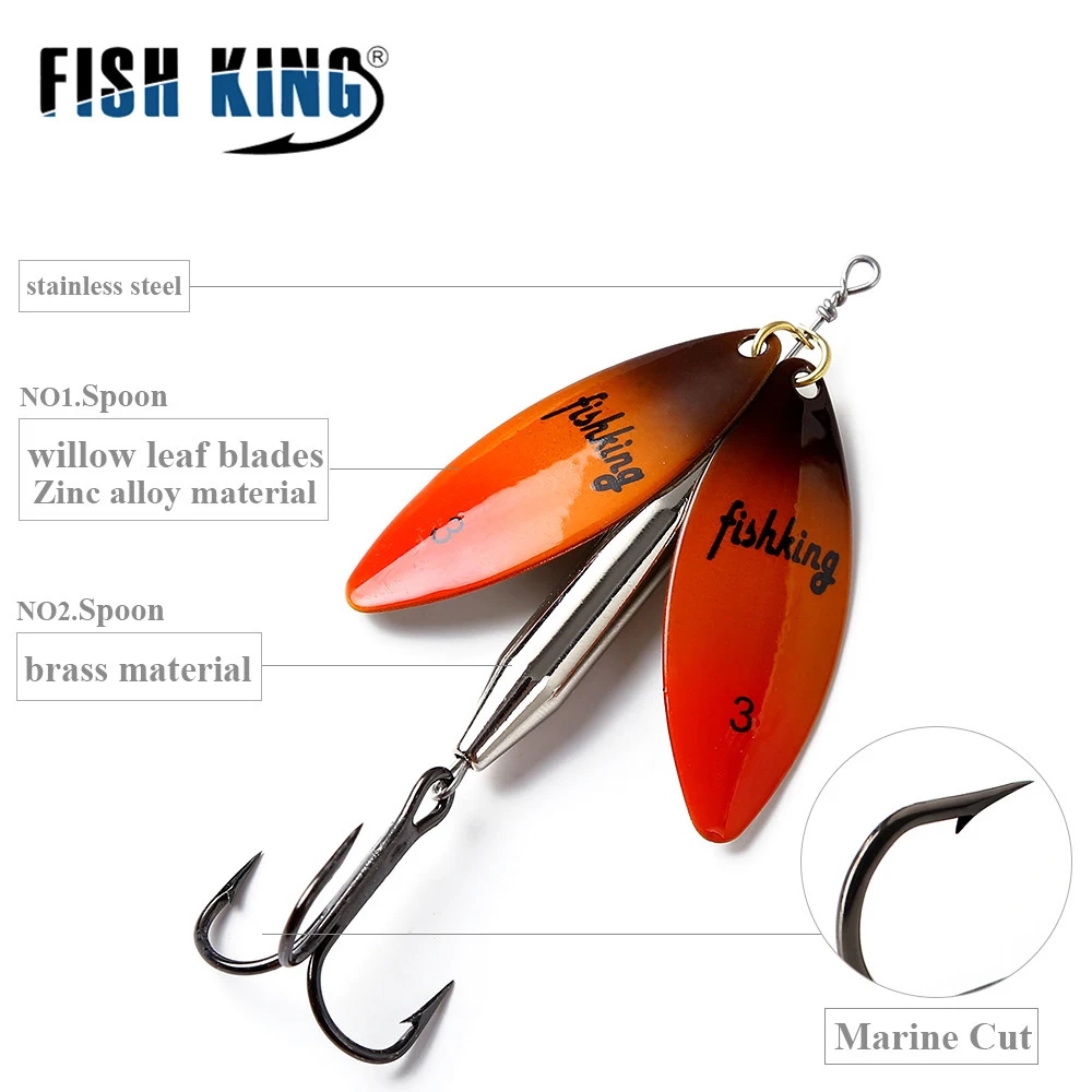 FISH KING Cebo Giratorio Doble Pieza en Latón – Anzuelo Triple para Lucio - imagen 2