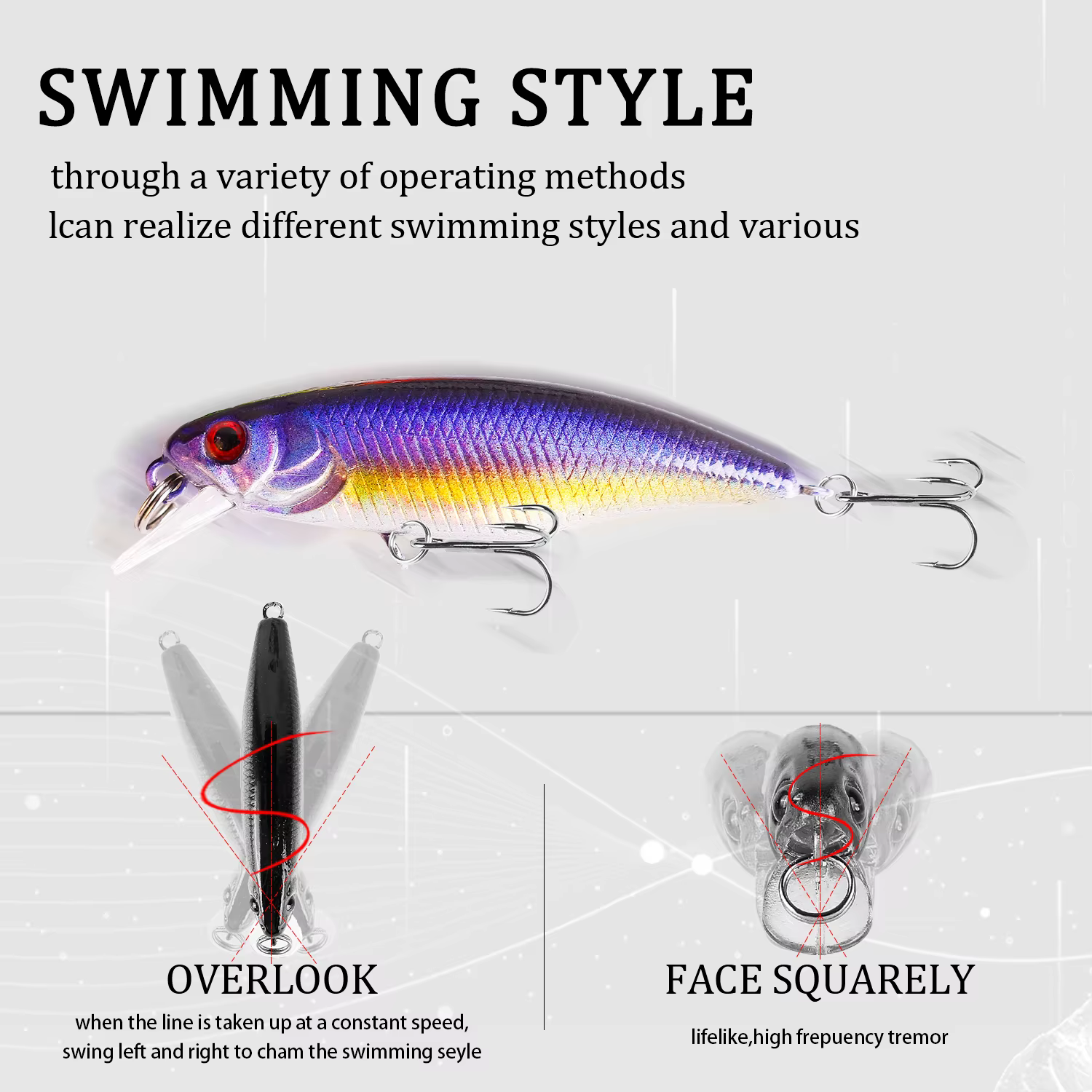 Minnow 55mm hundimiento lento – Señuelo duro para lubina y trucha - imagen 4