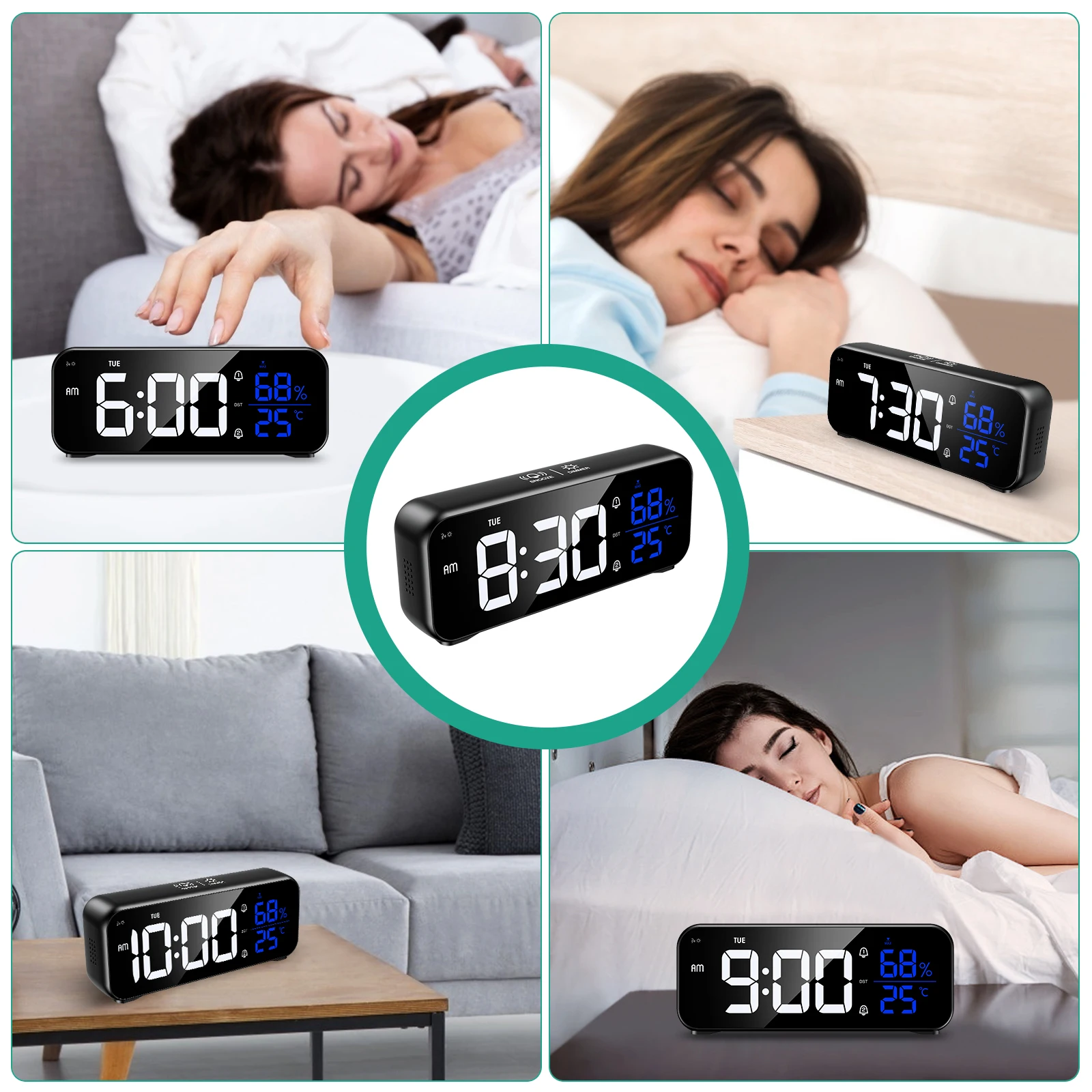 Reloj ORIA en entorno de dormitorio