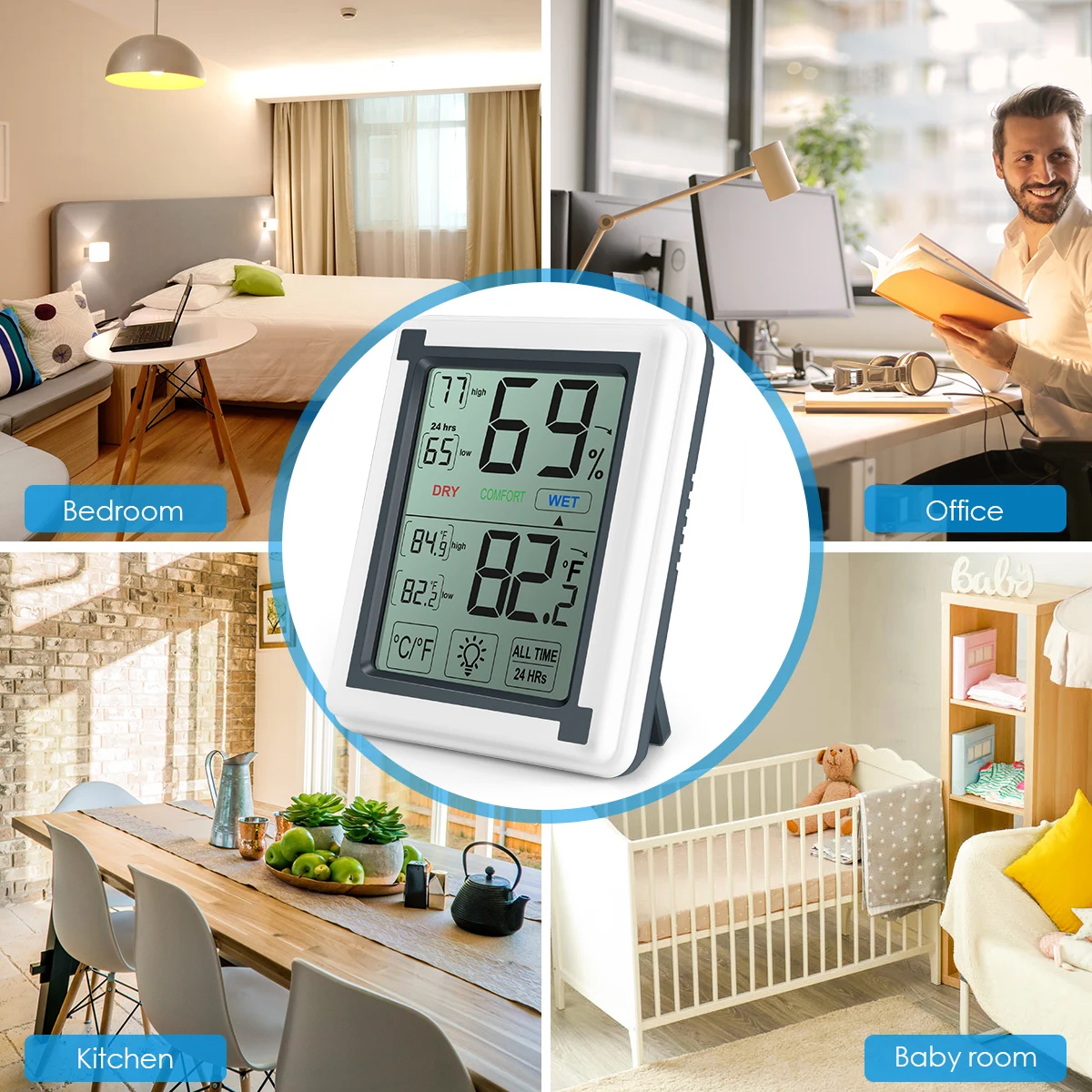 Registro de temperatura y humedad con nivel de confort visible