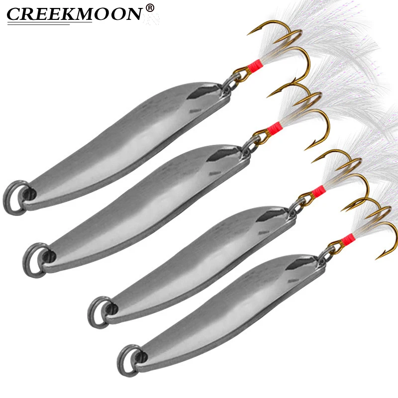 Cuchara giratoria con pluma y triple anzuelo de lentejuelas - imagen 3