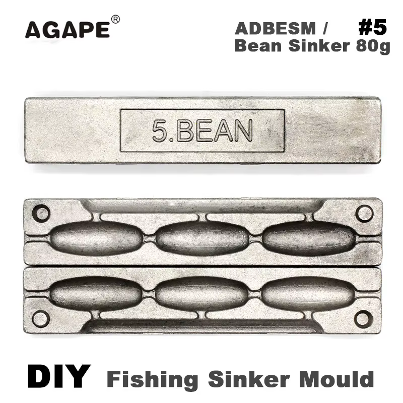 Molde para Plomos de Pesca Agape DIY – Forma Frijol 3 Cavidades - imagen 4