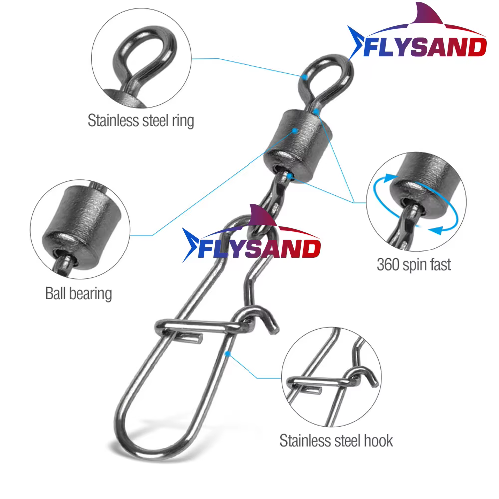 Giratorios Coastlock FLYSAND – Cierre seguro para pesca costera
