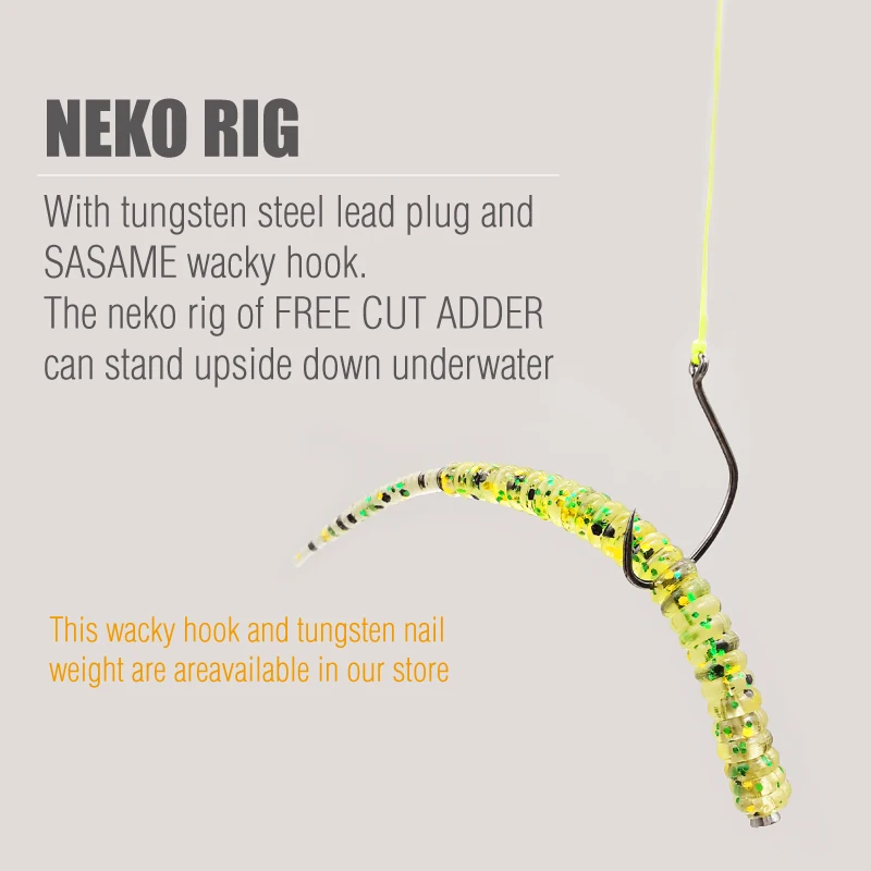 Lureholic Rock Adder Finisas Mini señuelo pesca suave tipo aguja cola
