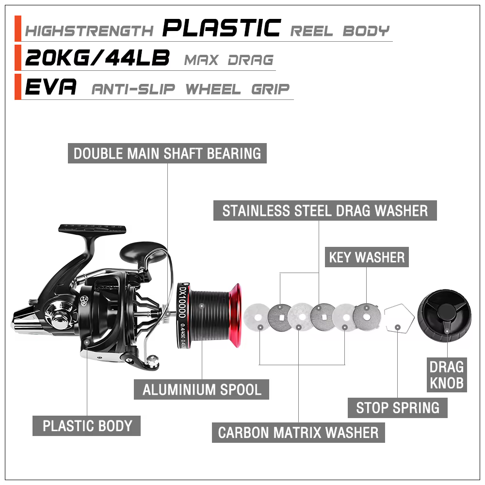 Carrete Baitcasting Bote 2022-8000 – 20KG, 14+1 rodamientos acero - imagen 5