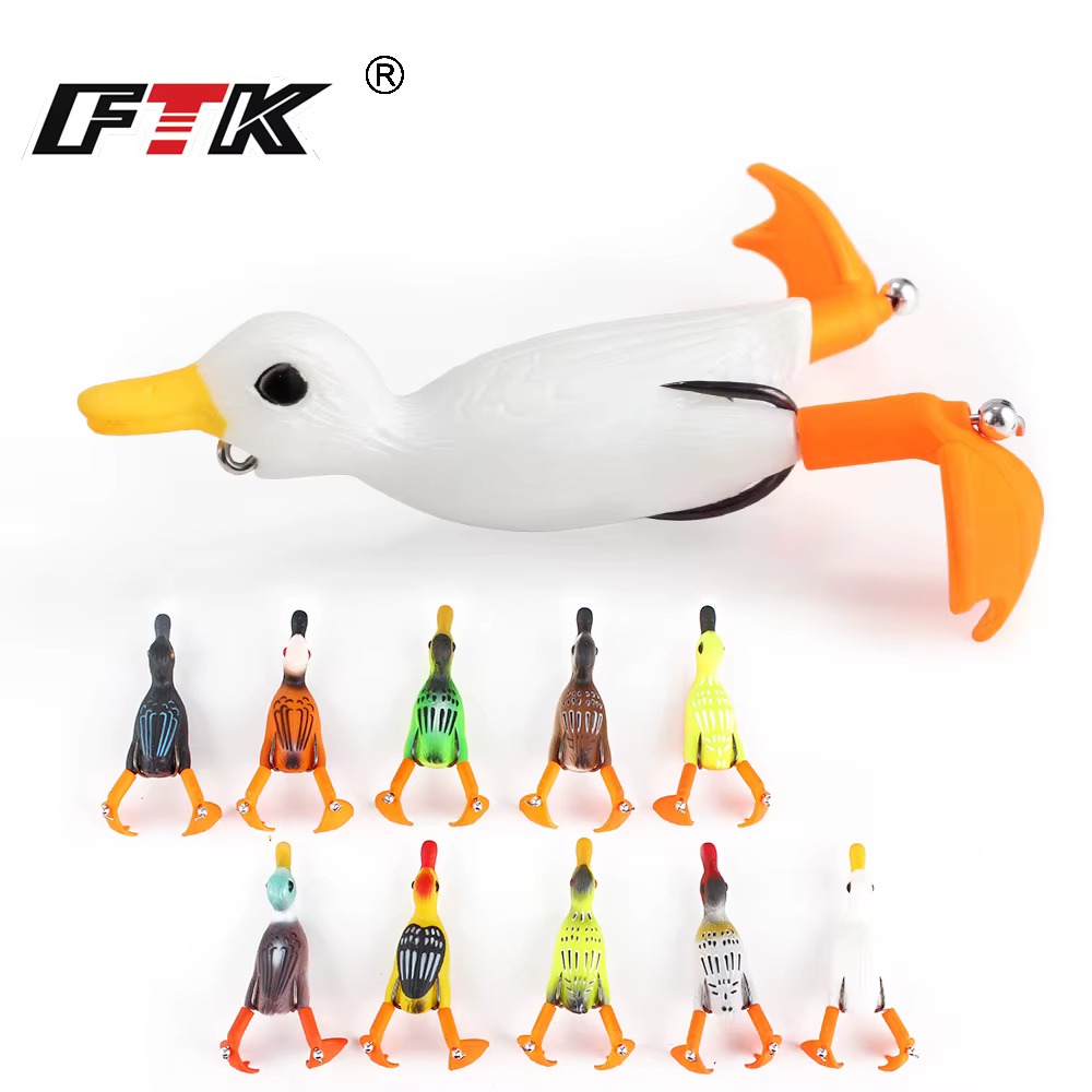 FTK Señuelo Pato Flotante para Lucio – Silicona Blanda Agua Dulce