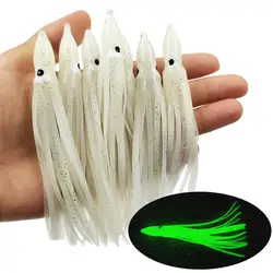 Señuelo suave de calamar luminoso nocturno con faldas de brillo