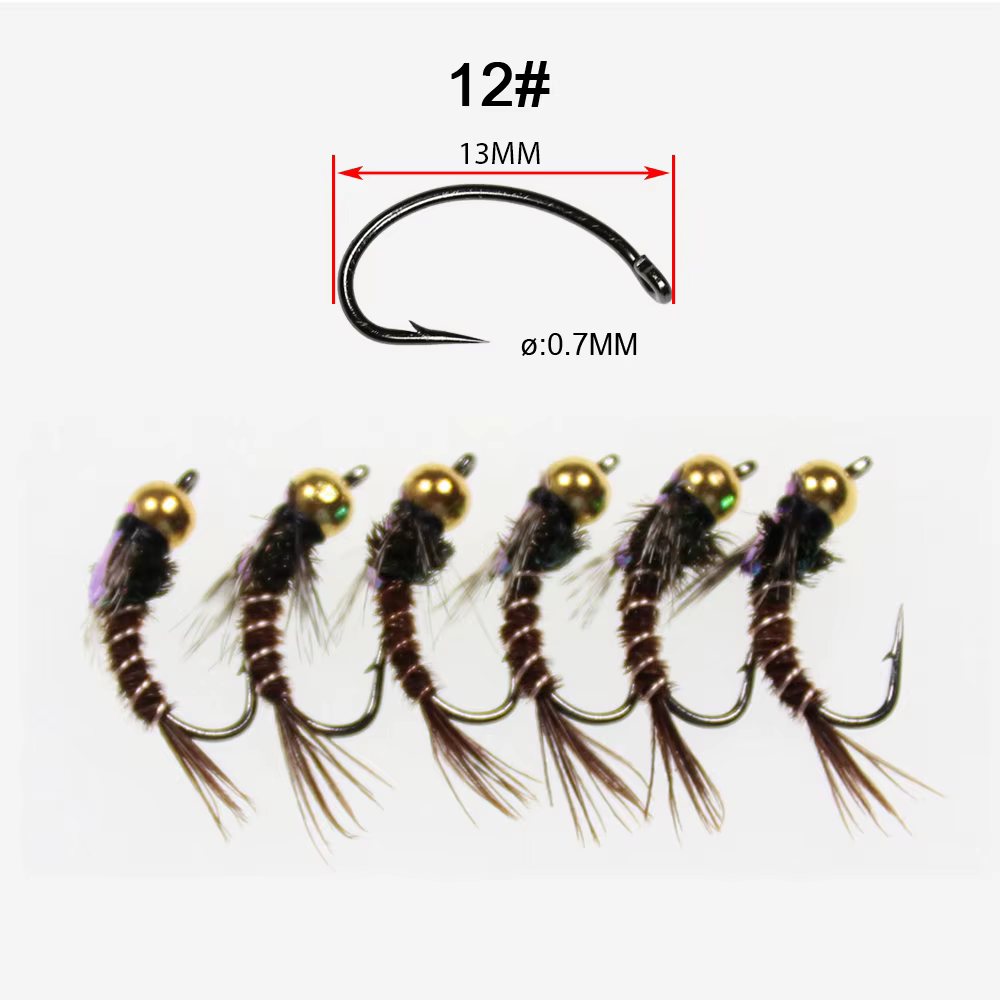Ninfa Caddis Cola de Faisán ICERIO – Cabeza de Latón para Trucha - imagen 2