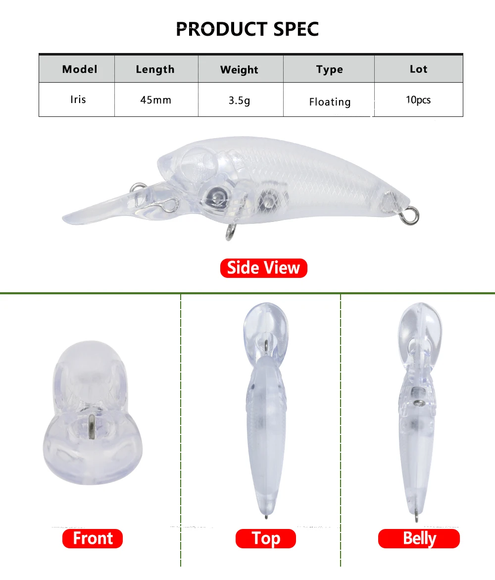 Micro Wobbler Jerry Iris 45mm para pesca de orilla
