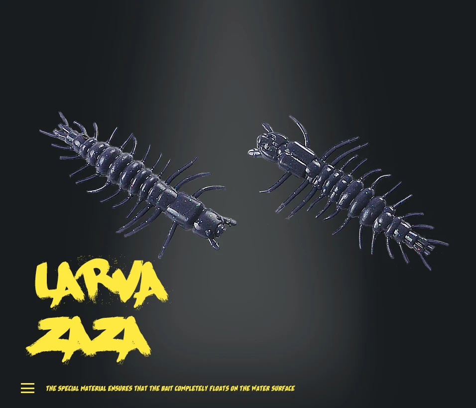 Señuelo Zaza Larva en color natural sobre agua
