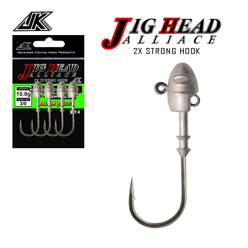 JK SH Anzuelo Jig Head niquelado negro 2X – Fuerte para agua salada - imagen 2